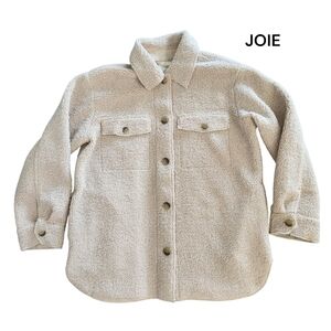 Joie Teddy Sherpa Oversized Button Up Jacket Shacket Cream Size Medium